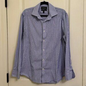 Bonobos Jetsetter Stretch Dress Shirt 15.5/34 Athletic Fit in Navy Minicheck